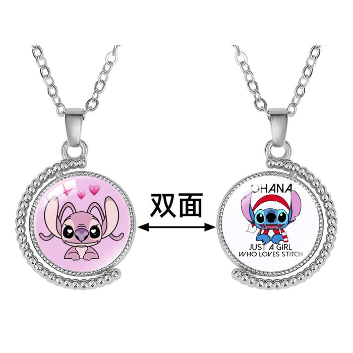 Wholesale Creative double-sided rotating cartoon character pendant necklace