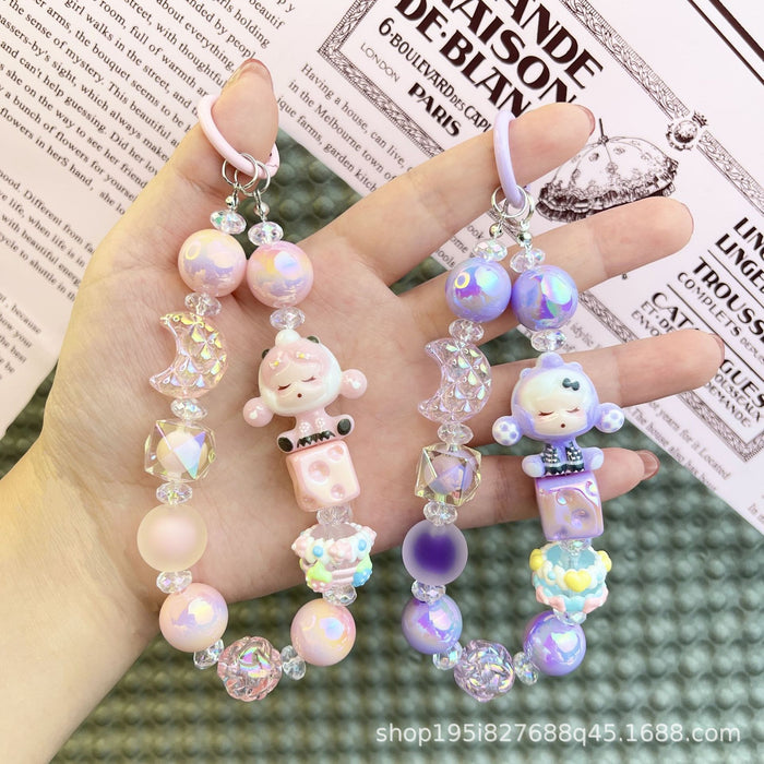 Wholesale Transparent Moon Bubble Girl Cute Hot Style Cute Mobile Phone Chain Keychain Bag Doll Pendant Accessories