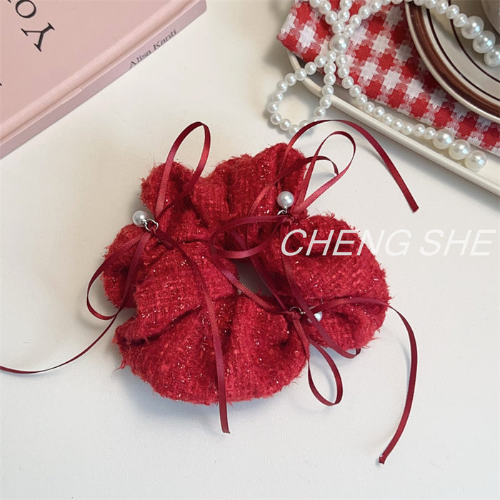 Wholesale Red Wool Large Hair Ring Hair Rope Hair Rope Large Size Hair Accessories