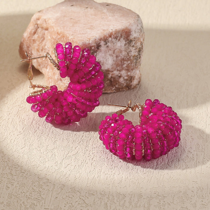 Wholesale New Fashionable Simple Circular Handmade Beaded Earrings and Ear Accessories
