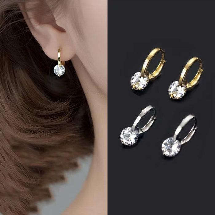 Wholesale Super Flash Copper Zircon Ear Buckle, New Simple Earrings, High Grade Earrings, Light Luxury Style