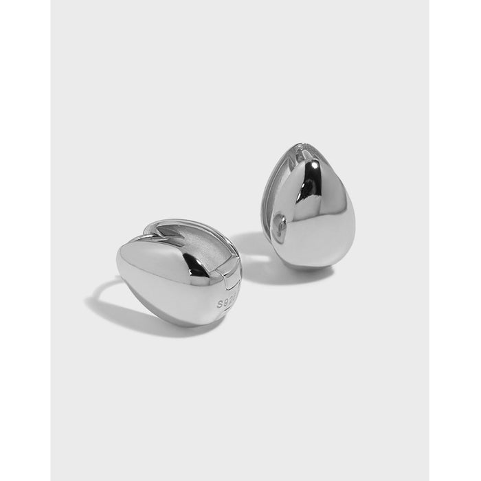 Wholesale Minimalist and versatile geometric oval smooth texture pure silver ear buckle with niche design