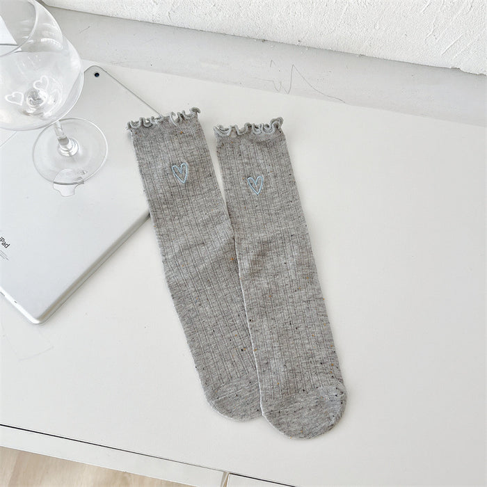 Wholesale New Socks, Children's Middle Socks, Love Cloth Label Accessories, Stacked Socks