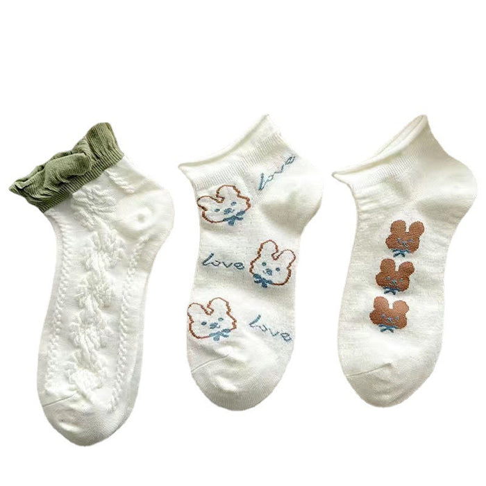 Wholesale White short tube socks, thin breathable socks, cute lace