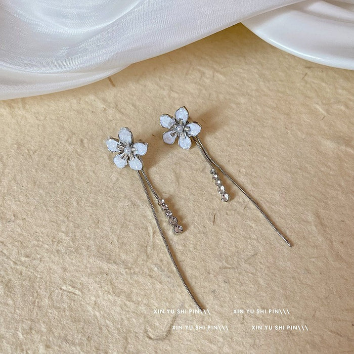 Wholesale Butterfly tassel earrings with sweet flowers, long earrings with exquisite temperament, and delicate earrings