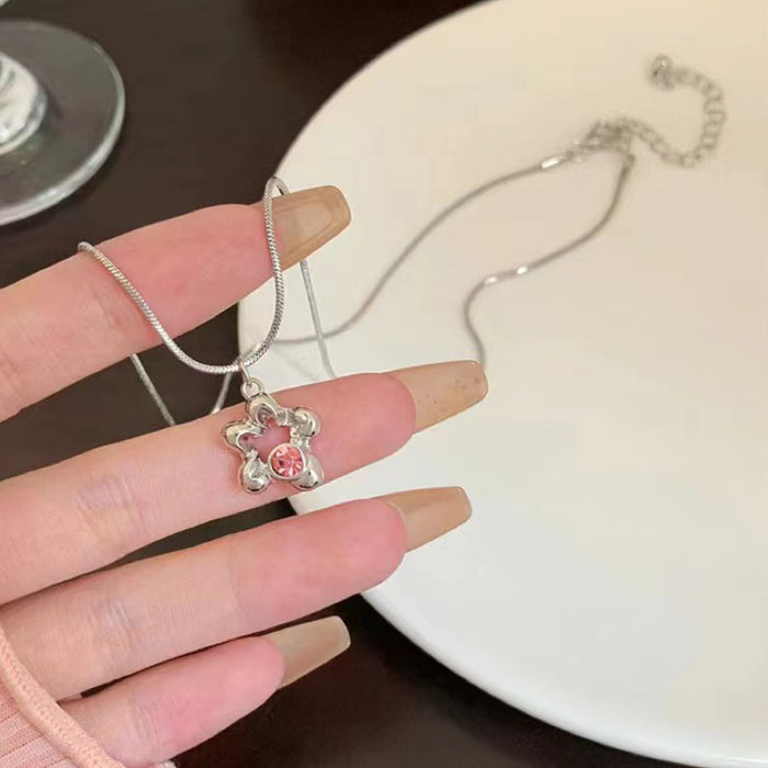 Wholesale Zircon flower pentagram necklace with new design, light luxury, niche collarbone