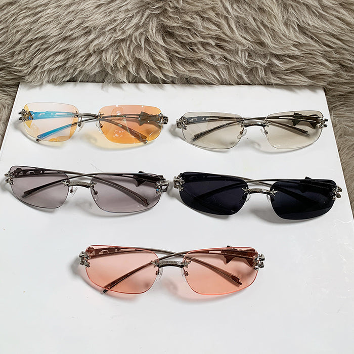 Wholesale Star frameless sunglasses, fashionable and personalized bow sunglasses