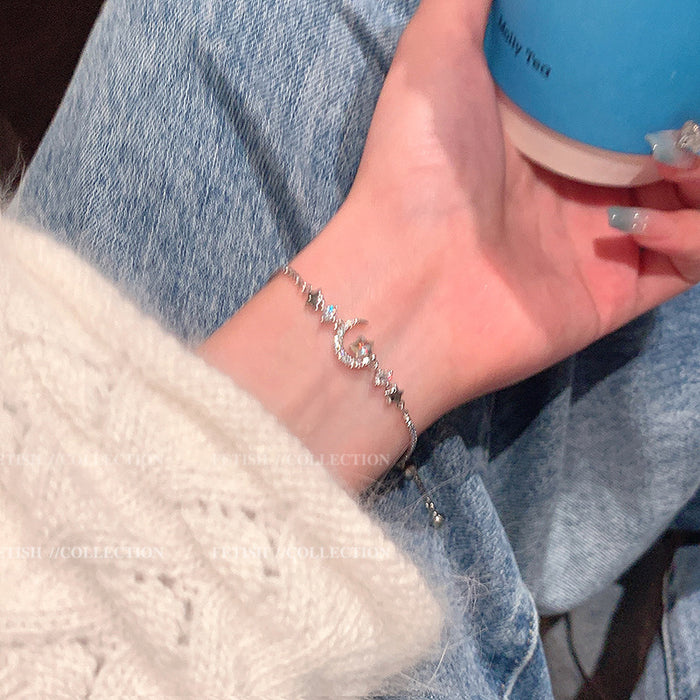 Wholesale Zircon Star Moon Bracelet, Light Luxury, Small and Exquisite Bracelet, Drawable, Elegant Handpiece