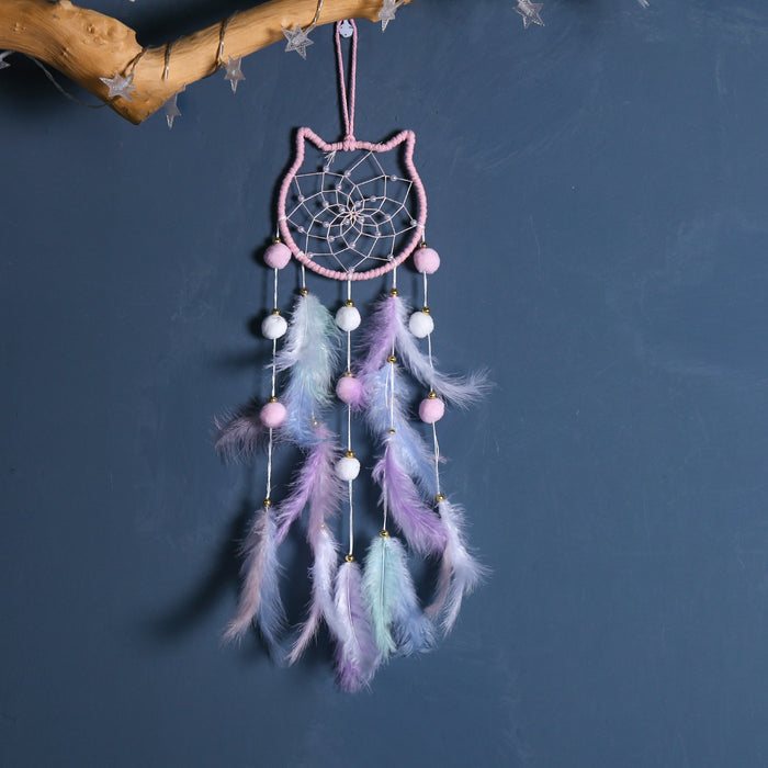Wholesale Trendy Handmade Dreamcatcher Pendant with Feathers Iron Frame Bag Charm