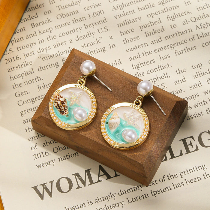 Wholesale Colored oil dripping flower earrings with a light luxury and high-end feel, fresh and fashionable temperament earrings