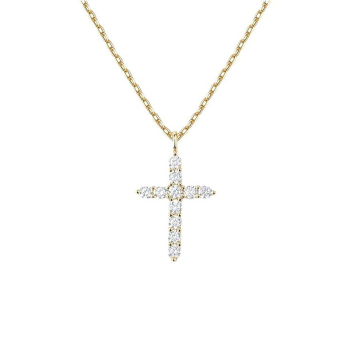 Wholesale 925 Sterling Silver Diamond Cross Necklace Jewelry Women's Chain Silver