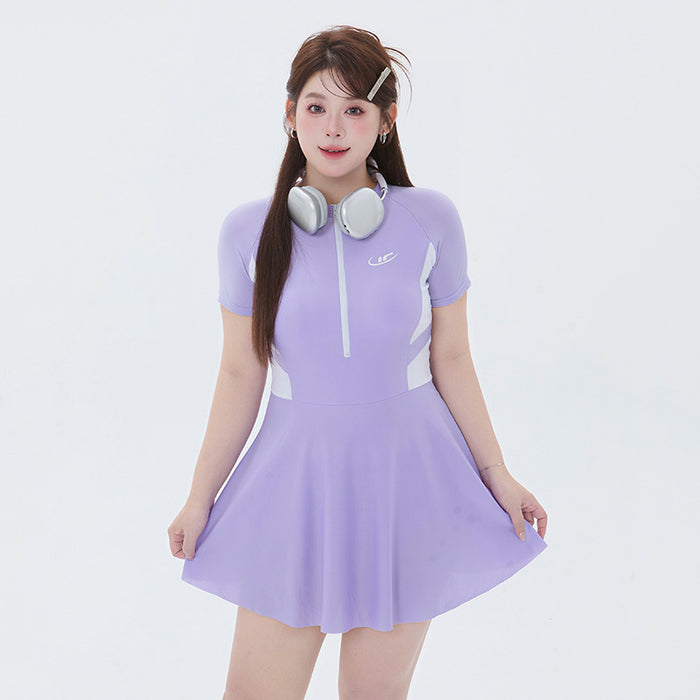 Wholesale plus size Swimsuit Polyester Sports one-piece  Casual Conservative Fat Girl's Flesh-covering Belly-covering Slimming Hot Spring Swimsuit