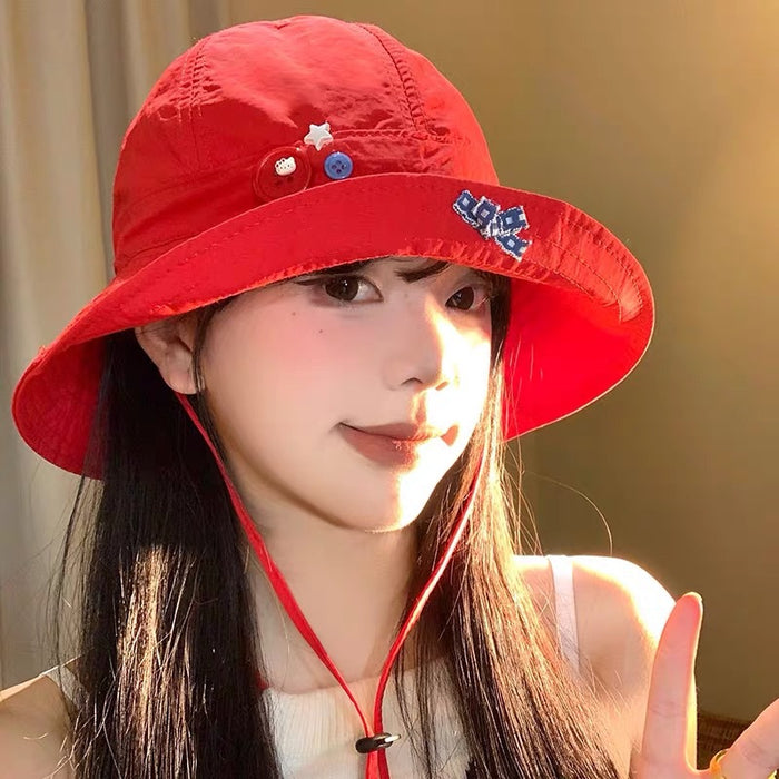 Wholesale Wholesale bow button quick drying fisherman hat, thin version, breathable flip eave basin hat, sunshade and sun protection hat