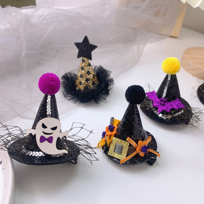 Wholesale Children' s Hair Accessories Role Playing  Funny Pumpkin Hat Hairpin Little Girl Lace Bat Hairpin Headwear