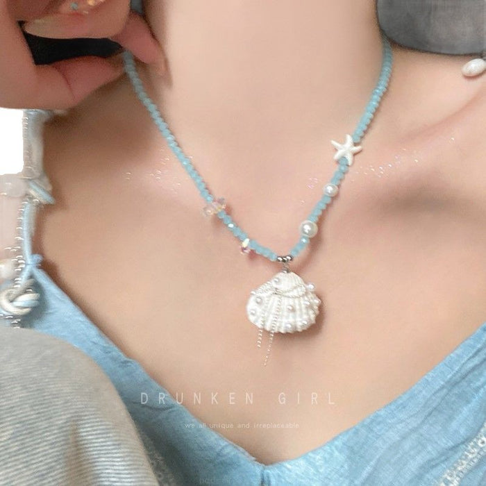 Wholesale Starfish Seashell Necklace Summer Vacation Collarbone Chain