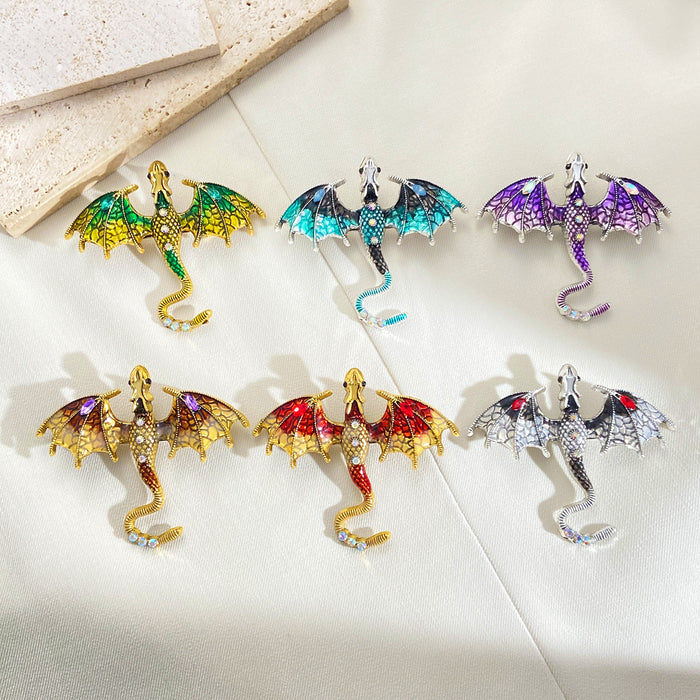 Wholesale Retro Dragon Dripping Oil Enamel Brooch Accessory Gift