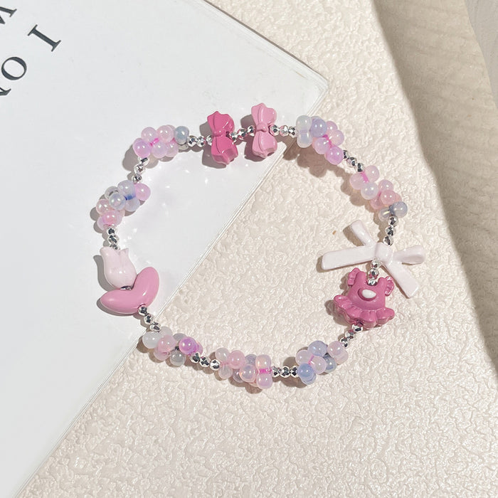 Wholesale Spring lush green leaf butterfly flower bracelet, light luxury, niche exquisite, high-end feel bracelet