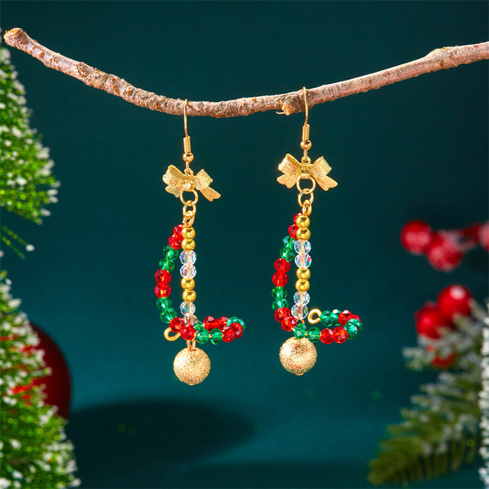 Wholesale Alloy Christmas Star Beaded Earrings Gold Ball Hook Trendy Jewelry Accessory