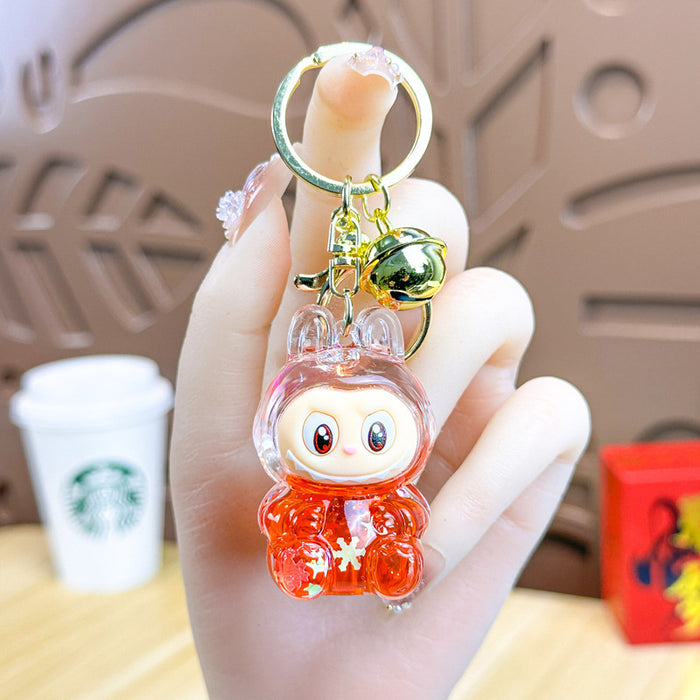 Wholesale Acrylic Bunny Quicksand Keychain Luminous Flashing Cute Doll Bag Gift Keychain