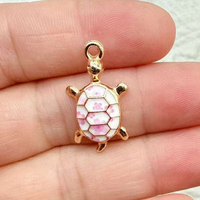 Wholesale 10pcs DIY Colorful Turtle Bracelet Pendant Alloy Oil Drip Accessories Hanging Earrings