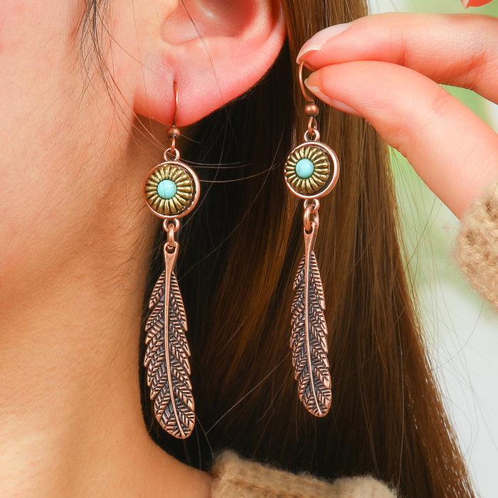 Wholesale Bohemian Geometric Irregular Leaf Metal Earrings Fashion Accessory MOQ≥2