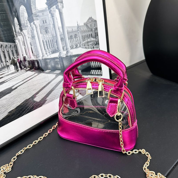 Wholesale Fashionable transparent shell bag crossbody bag PVC chain trendy shoulder bag