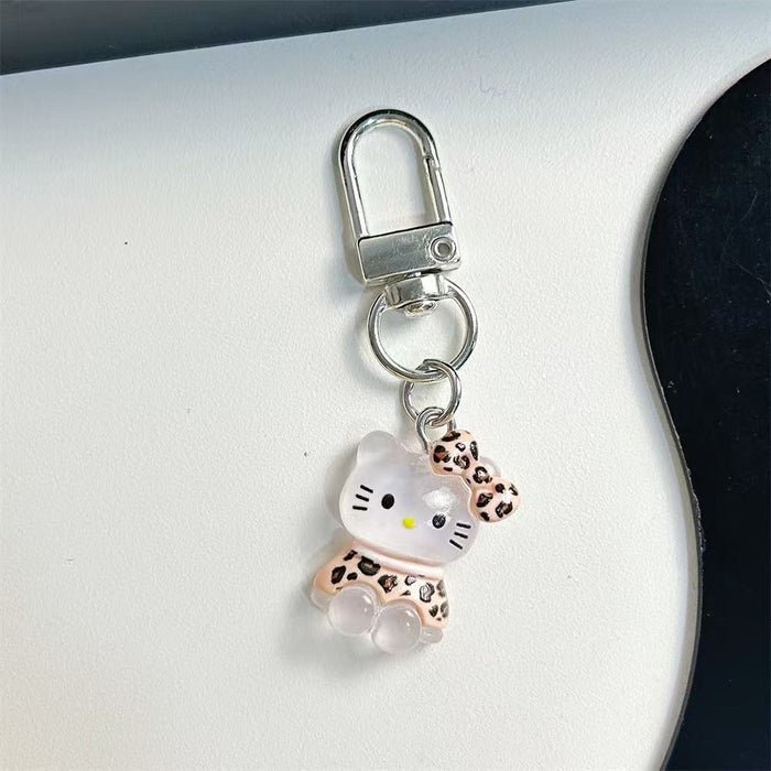 Wholesale Translucent Leopard Print Keychain Silver School Bag Pendant