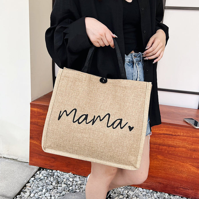 Wholesale Fashionable hand-held linen bag, large capacity casual shoulder bag, paired with letter bag