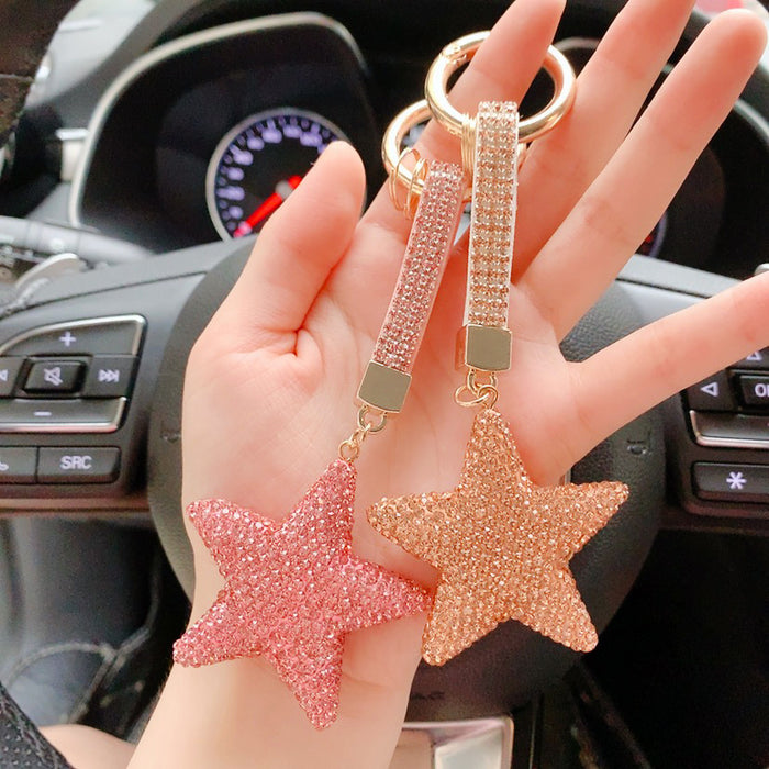 Wholesale Double-sided Diamond Five-pointed Star Keychain