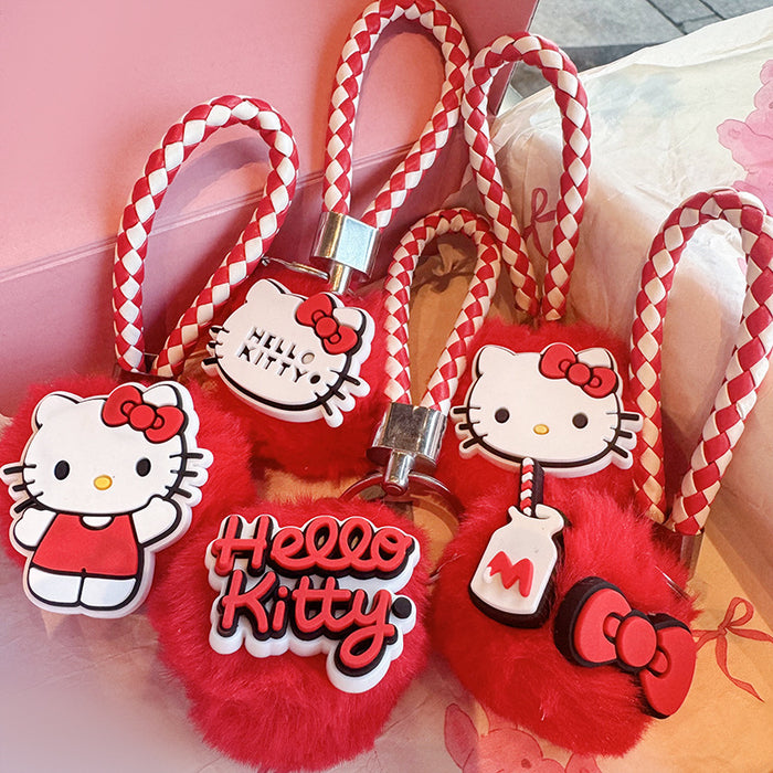 Wholesale  5pcs/ set Cute Plush Pendant Hand Rope Girl Schoolbag Hanging Accessories Keychain