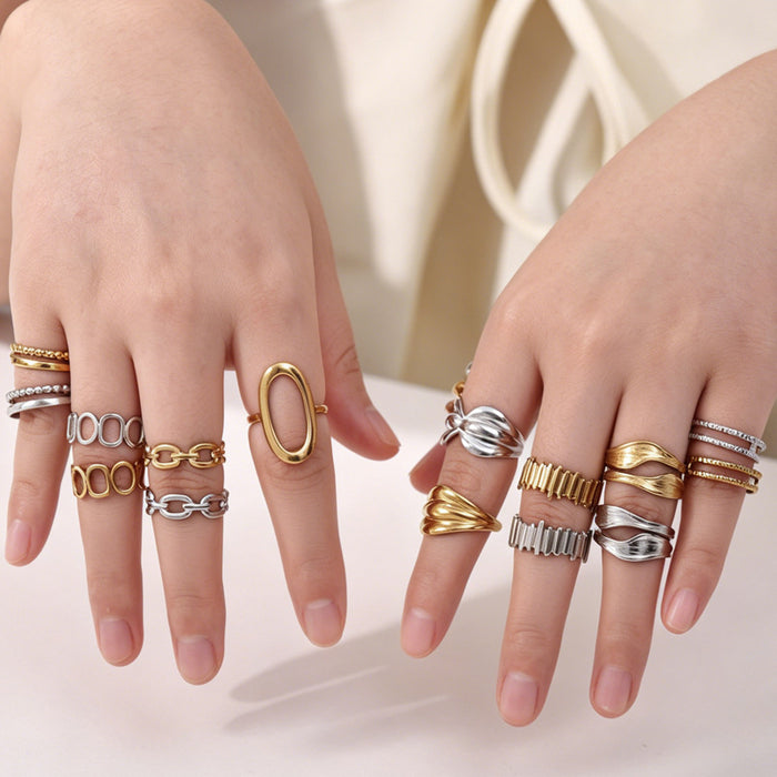 Wholesale A luxurious geometric stainless steel ring