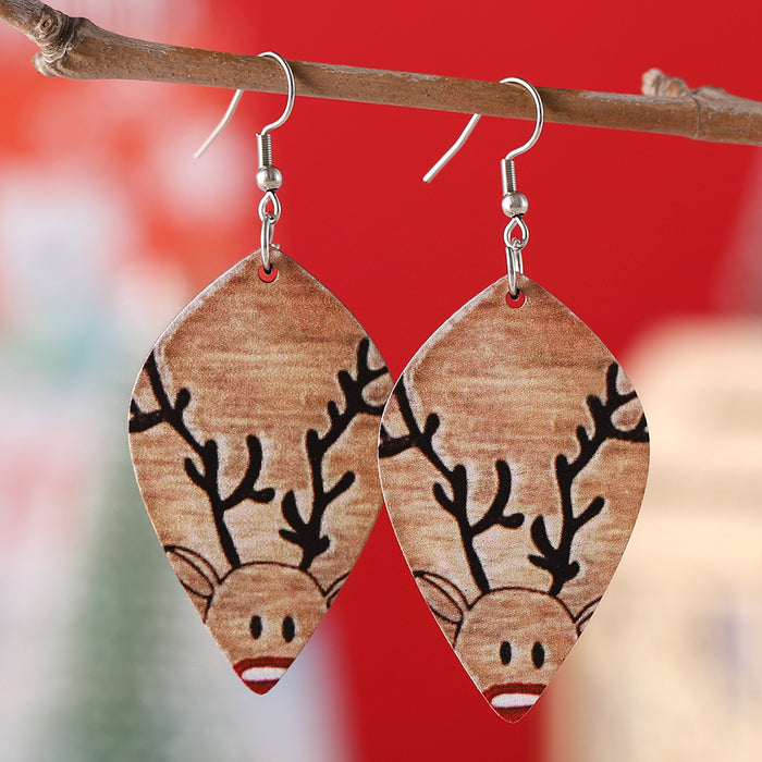 Wholesale Christmas Winter Elk Geometric Pendant Earrings