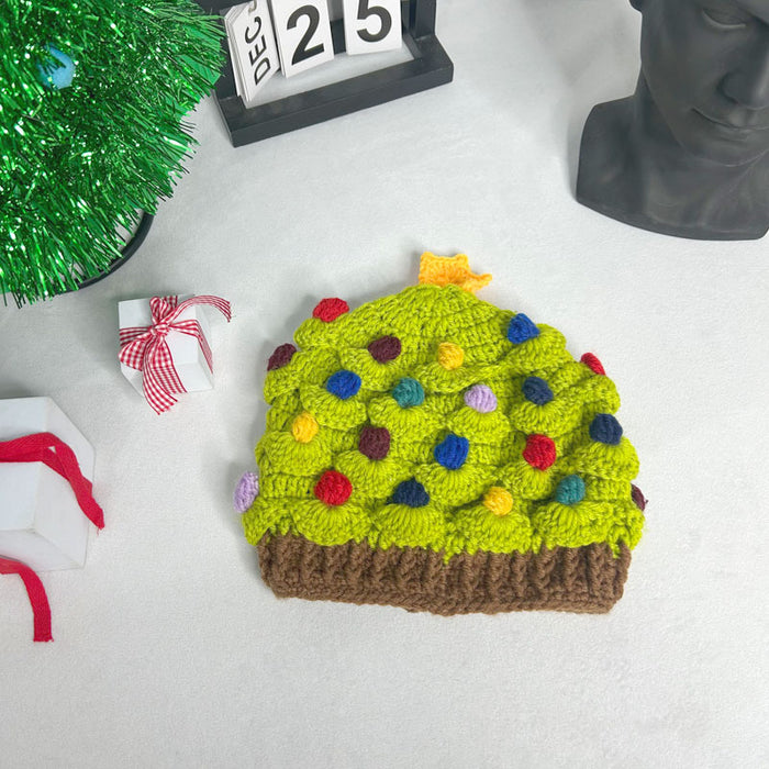 Wholesale Christmas handmade yarn knitted hat for autumn and winter warmth Christmas tree star Christmas hat