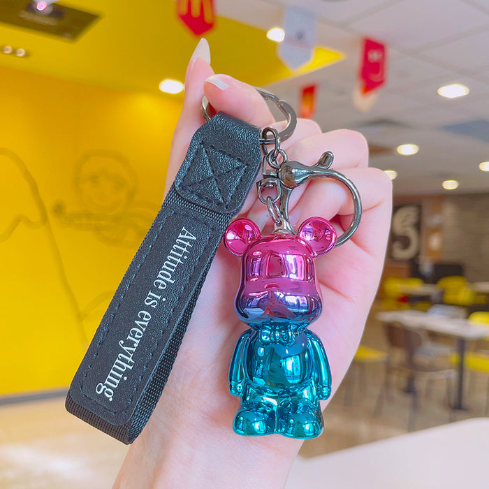 Wholesale Electroplating  bear schoolbag pendant small gift keychain accessories car key chain net red envelope bag ornaments