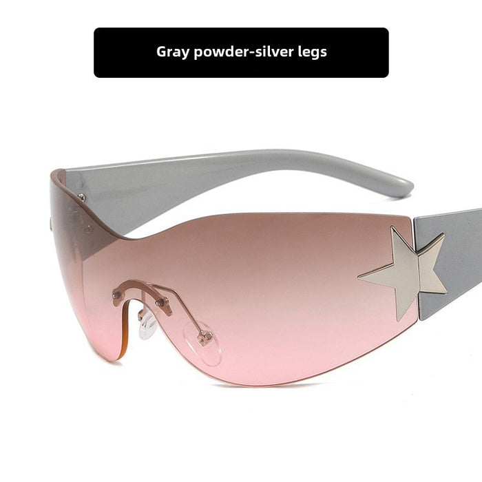 Wholesale Frameless pentagram integrated pilot sunglasses, sunshade sunglasses