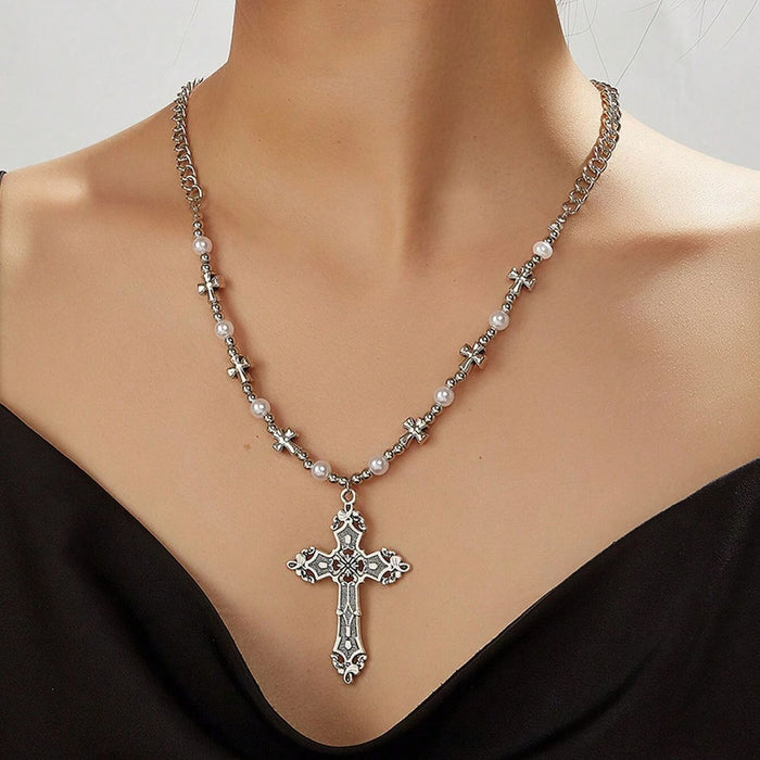 Wholesale Cross pendant, vintage sweater necklace