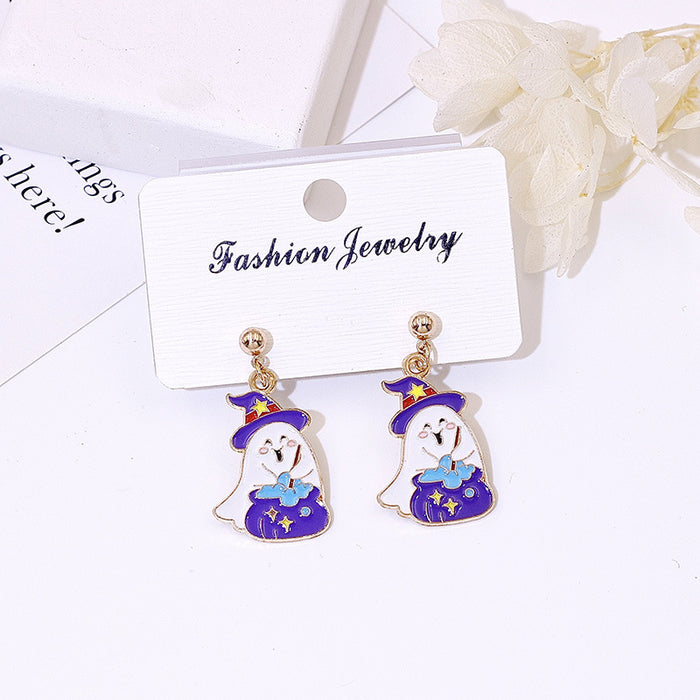 Wholesale Metal Electroplated  Earrings Pumpkin Ghost Pendant Fashion Jewelry Accessory for Women
