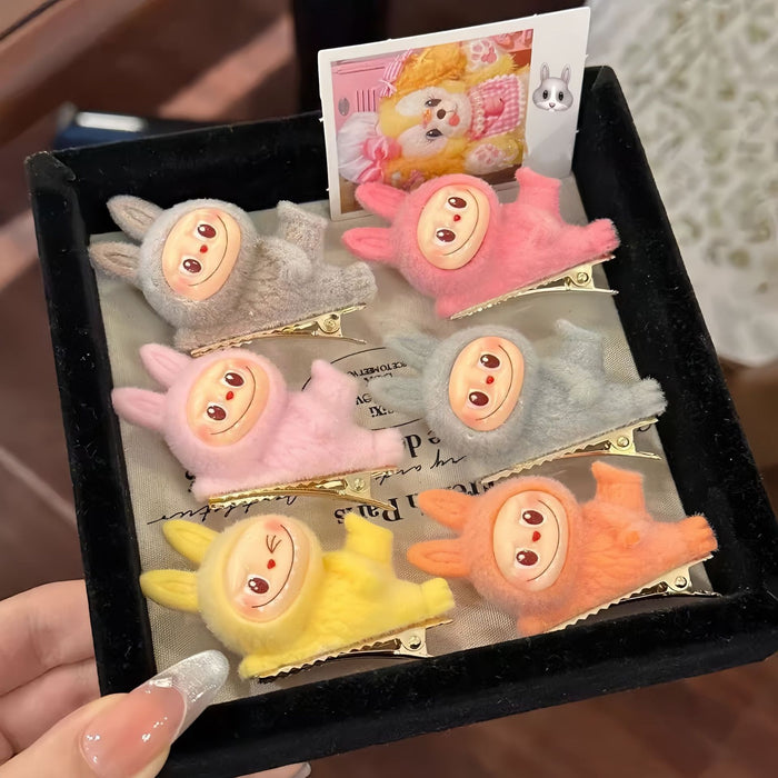 Wholesale Plush side lying fabric accessories, hair clips, cute hair clips, plush toys