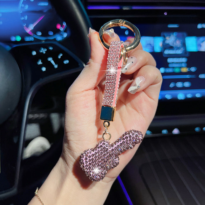 Wholesale Rhinestone Crystal Guitar Keychain Fashion Car Key Ring Pendant