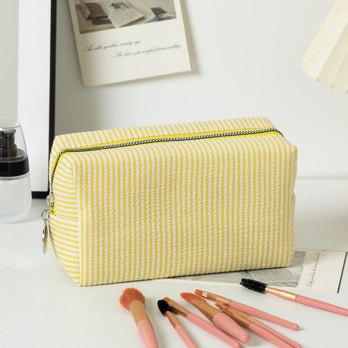 Wholesale Solid Color Clutch Seersucker Large-Capacity Toiletry Cosmetic Bag