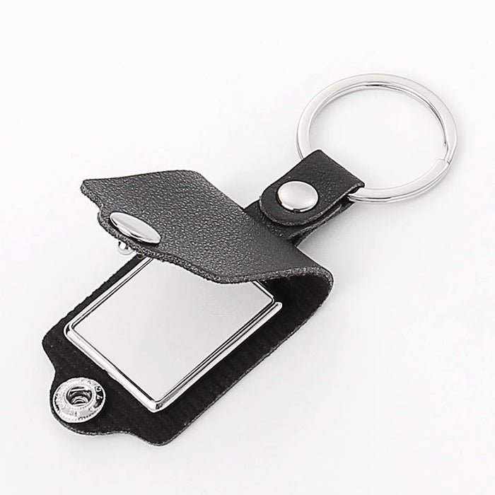 Wholesale Blank aluminum heat transfer photo keychain pendant leather color printing