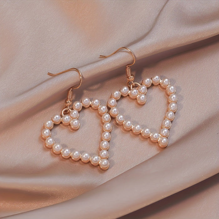 Wholesale Fashion Trendy Jewelry Simple Bohemian Love Heart Pearl Earrings Ladies Dating Jewelry Gift JDC-ES-DX001