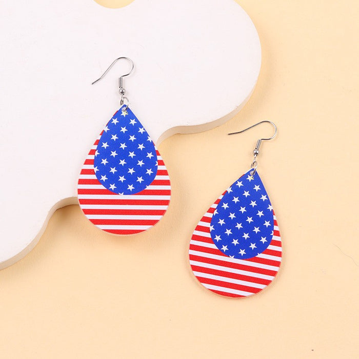 Wholesale Patriotic Red White Blue Star Stripe Acrylic Earrings Gift Jewelry Accessory MOQ≥2