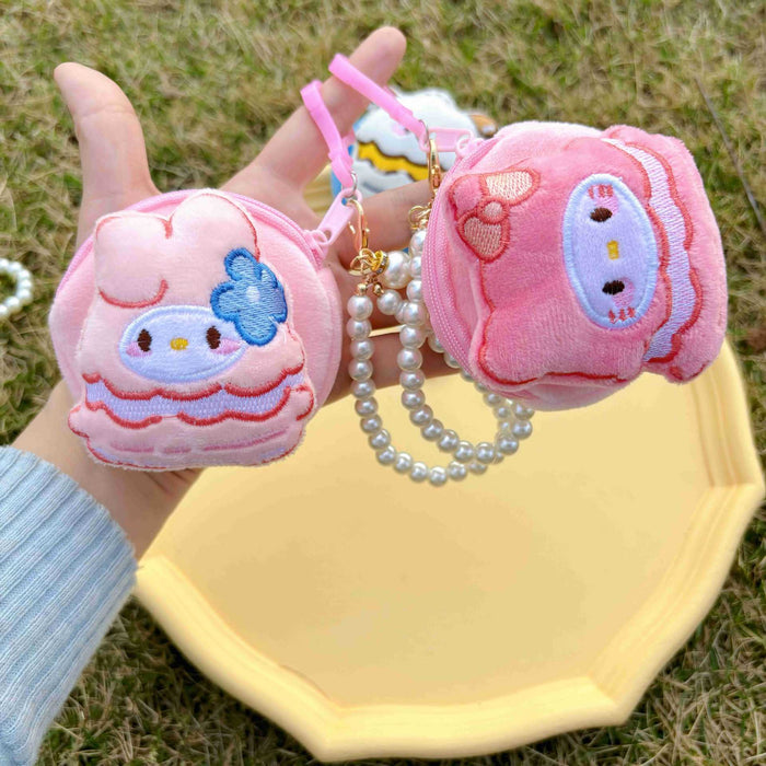 Wholesale Plush Anime Cartoon Round Coin Purse with Bead Chain