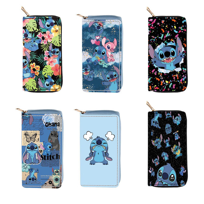 Wholesale Anime Cartoon Stitch PU Long Zipper Wallet 1928 Stitch Wallet Printed Clutch JDC-WT-DengX004