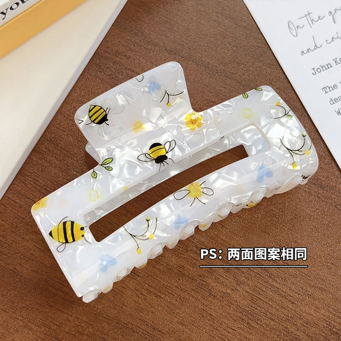 Wholesale Bee Clip Cartoon Hair Clip Medium Rectangular Cut Out Shark Clip Animal Hair Accessories Printed