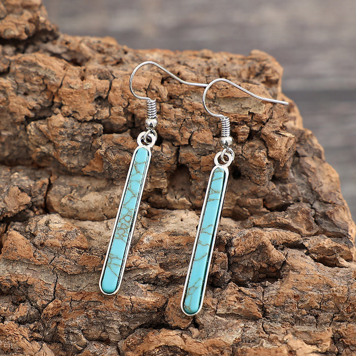 Wholesale Ancient Silver Geometric Line Earrings Western Retro Fashion Accessory