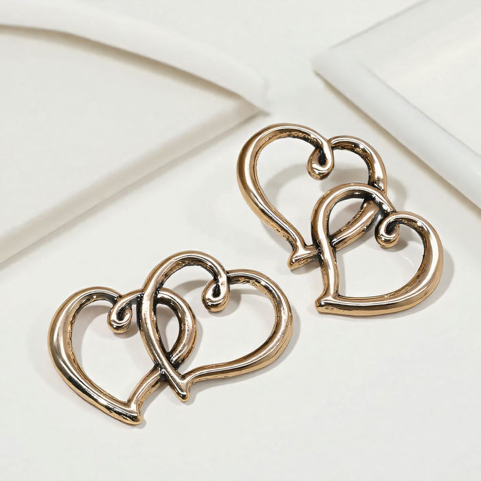 Wholesale Beach Vacation Style Double Heart Beaded Jewelry Set Alloy Necklace and Bracelet MOQ≥2