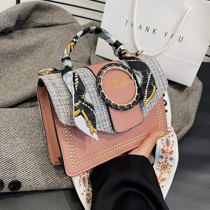 Wholesale Retro texture new fashionable hand-held shoulder bag, broadband crossbody western-style small square bag