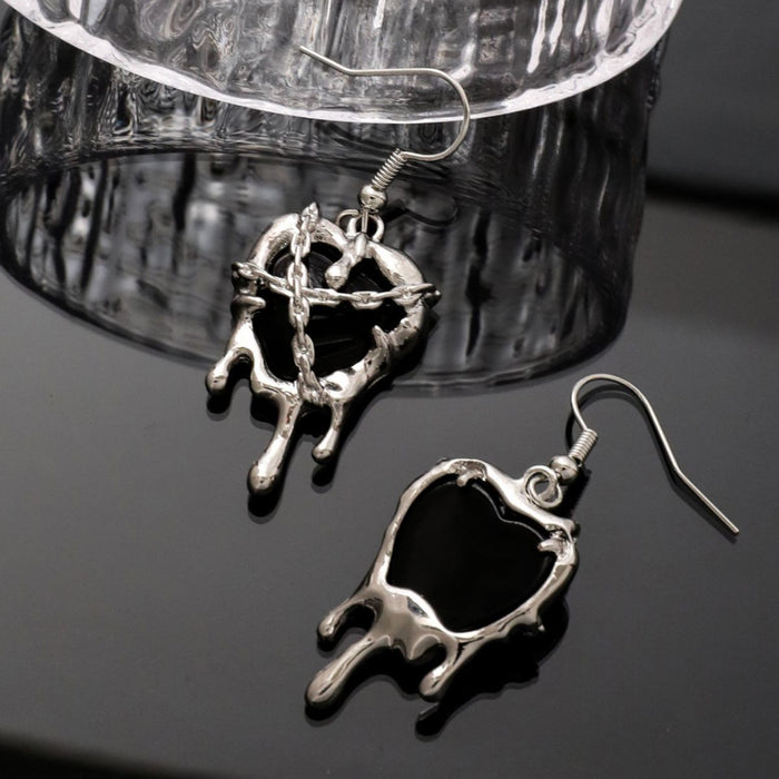 Wholesale Lava Love Heart Blood Alloy Earrings JDC-ES-JunJie003